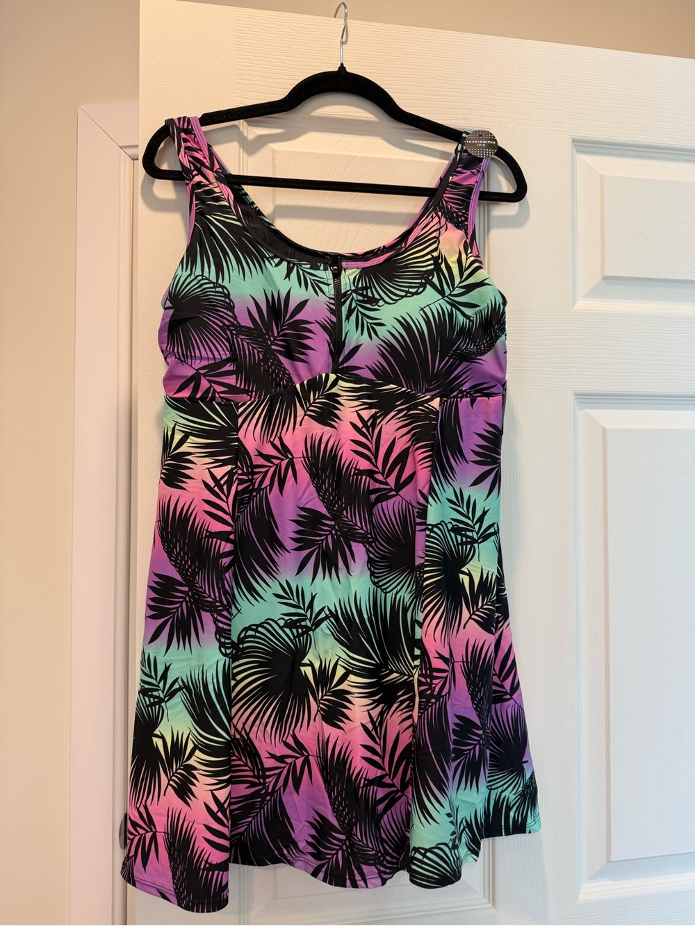 torrid Mint, Pink & Purple Palm-Print Swim Dress